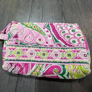 Vera Bradley Makeup Bag Pink Green Paisley Quilted Cosmetic Case